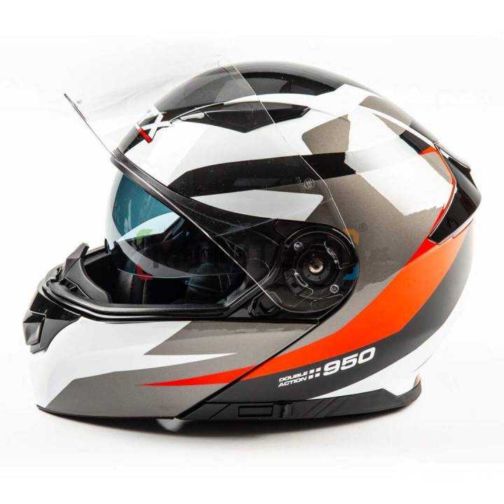 Шлем мото модуляр GTX 550 (L) #1 BLACK/WHITE RED GREY (2 визора)