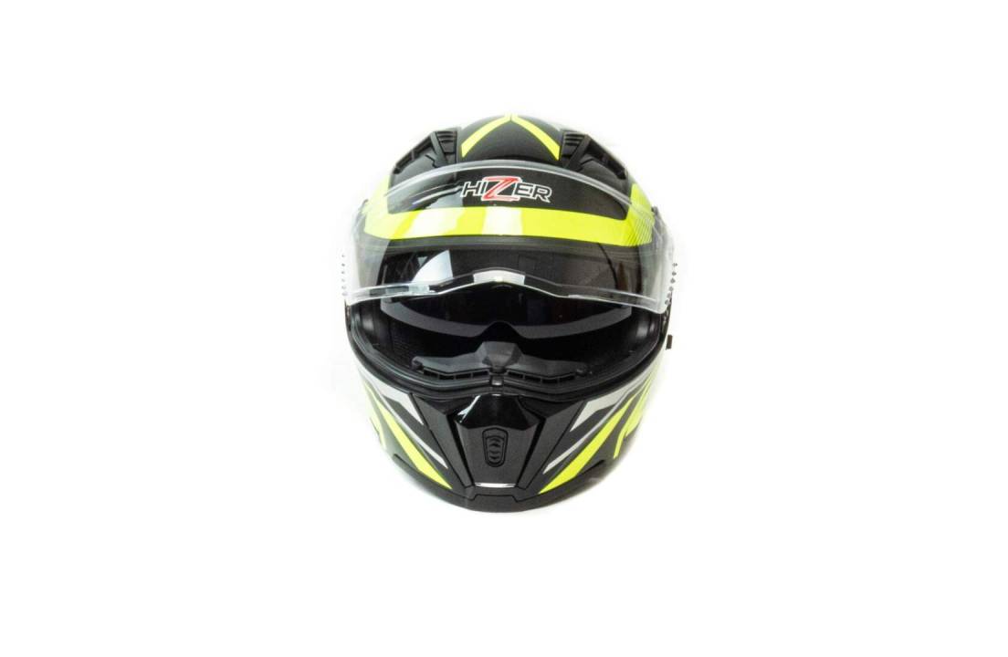 Шлем мото модуляр HIZER (Хайзер) J5906 (XL) #1 black/neon yellow (2 визора)