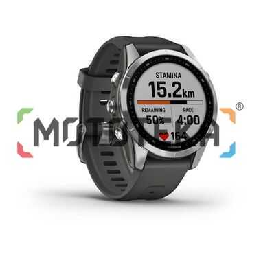 Мультиспорт.часы Garmin (Гармин) Fenix 7s,серебристые с графитовым силиконовым ремешком (010-02539-01)